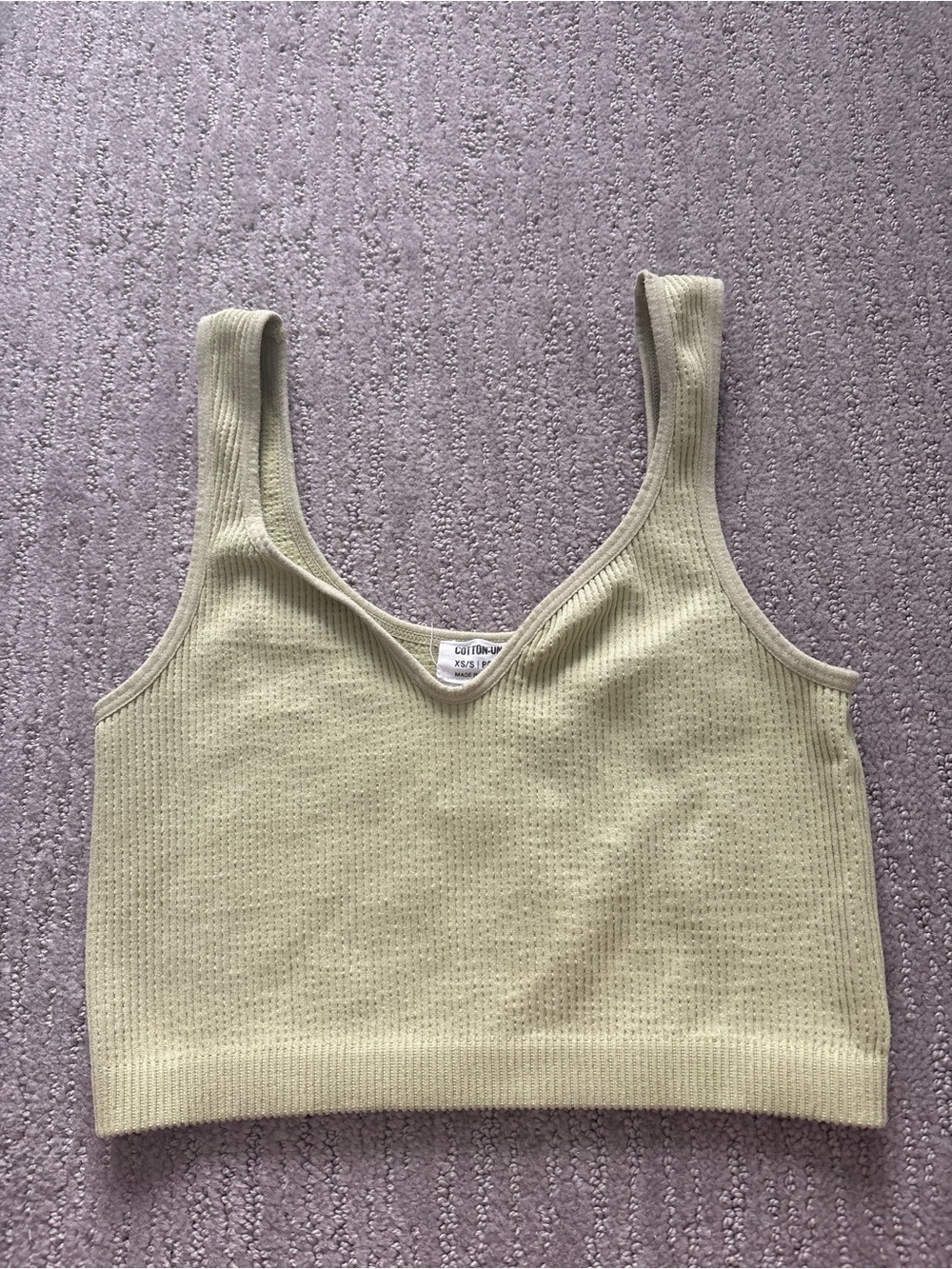 Cotton On Pale Green Ribbed V-Neck Tank